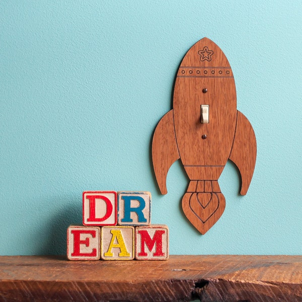 Wood Rocket Light Switch Plate Cover