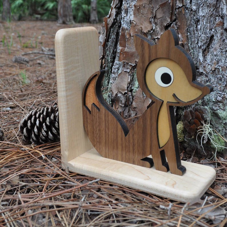 Nursery Bookend: Wood Animal Baby Fox Woodland Forest Nursery Decor, Heirloom for Baby or Kids 1 image 1