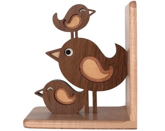 Handmade Bird Stack Bookend: Heirloom Wood Nursery Decor