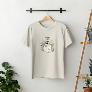 Camiseta con estampado de gato para mujer - Camiseta floral kawaii de gatito - Camiseta de gato sonriente - Camiseta estética de algodón suave - Conjunto informal