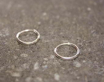 Sterling Silver Hoops, 12mm Casual Endless Hoop Earrings, Ready to Ship