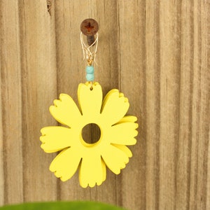 Yellow Wood Flower Earrings