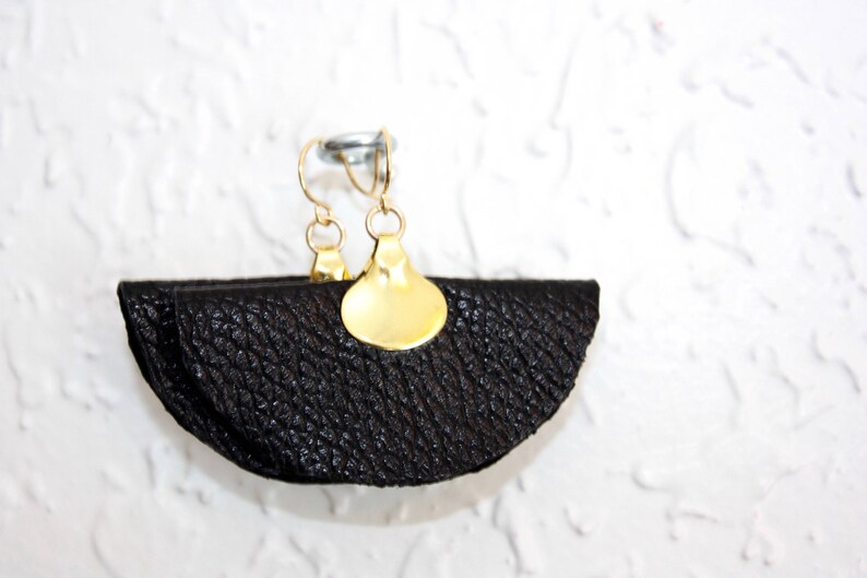 Black Leather Fan Earrings Modern Leather Earrings Catilla Jewelry Handmade Leather Earrings