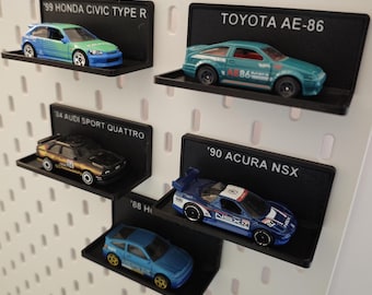 Ikea Skadis Hot Wheels & Matchbox Display Stand – 3D Printed PETG Shelf with Adjustable Cards