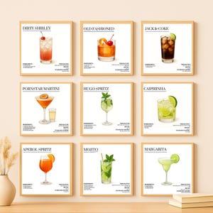 Cocktail Recipe Wall Art Set – 20 Printable Bar Drink Posters | Retro Modern Alcohol Decor | Kitchen Bar Art Prints | Digital Download