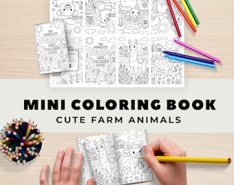 Cute Farm Animals Mini Coloring Book for Kids, Pocket Sized Barnyard Activity, Preschool Toddler Party Favor, Travel Quiet Time Book PDF