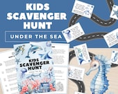 Under Sea Scavenger Hunt, Kids Ocean Party Game Printable, Indoor Treasure Hunt, Ocean Marine Life Screen Free Activity, Clues & Ciphers