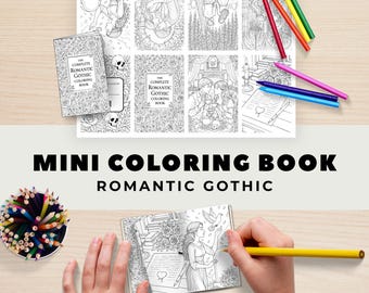 Mini Romantisches Gothic Malbuch, Dark Romance druckbares PDF, Gothic Valentinstag Geschenk, Ästhetische Makabre Aktivität, Ästhetische Malseiten