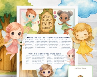 What’s Your Fairy Name? Instant Download, Printable Fairy Party Game for Kids, Magical Name Generator for Birthdays, Classrooms, Sleepovers