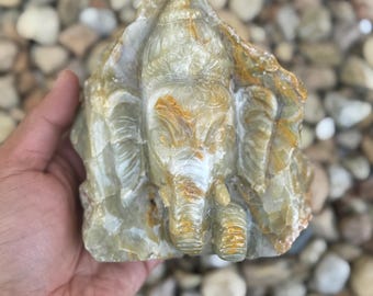Afghan Jade Ganesh Statue 5.5 Inch - Yoga Studio Decor - Elephant Figurine - Indian Return Gifts for baby shower - Diwali Gifts - Spiritual