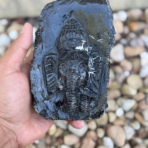 Black Obsidian Ganesha Statue 6 Inch - Yoga Studio Decor - Elephant Figurine - Indian Return Gifts - Baby Shower - Diwali Gifts - Spiritual