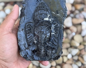 Black Obsidian Ganesha Statue 6 Inch - Yoga Studio Decor - Elephant Figurine - Indian Return Gifts - Baby Shower - Diwali Gifts - Spiritual
