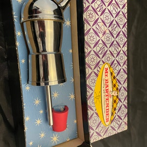 Midcentury Mr. Bartender Liquor Pourer, Vintage Barware in Original Box