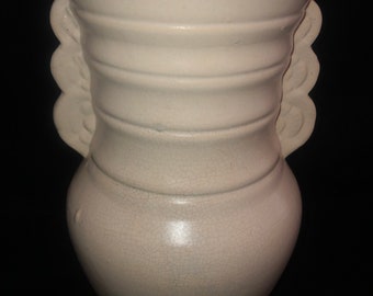 Vintage White Matte Glazed Misson Arts & Crafts Vase Cottage Decor