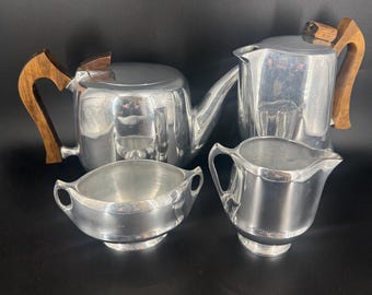 Picquot Ware K3 Kettle: Art Deco Magnalium and Sycamore, C. 1950s