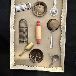 Vintage Dutch Children's Toy Kitchen Utensils 9 Pieces on Original ...