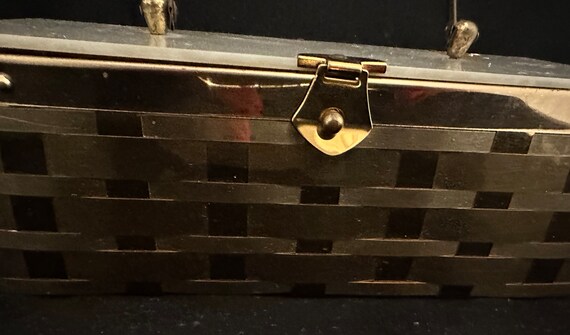 MCM Vintage Purse with Brass Basketweave Sides an… - image 4