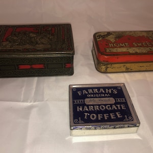 3 Vintage English Toffee-Biscuit Tins