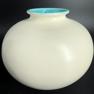 Vintage Catalina Gladding, McBean Cream & Aqua Pottery Vase, MCM, Deco, Retro, Art Deco, Wedding Gift, Collectable, Cottage Deco