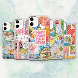 Italië telefoonhoesje Positano Amalfi Italiaans hoesje voor iPhone 16, 15, 14, 13, 12 Samsung S25, S24, S23, A56, A15 Pixel 9A, 9Pro XL, 8A, 8Pro