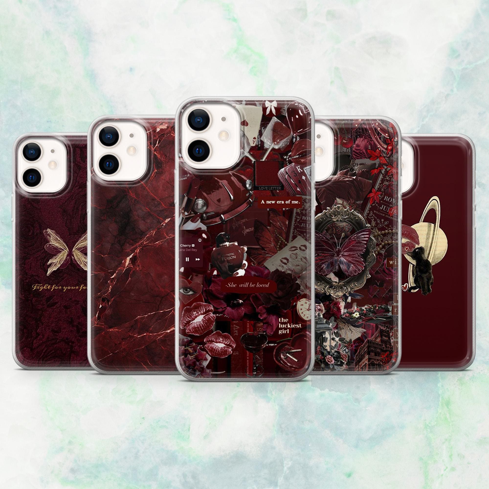 Dark Red Phone Case  Burgundy Red Aesthetic Cover | iPhone 16, 15, 14, 13,  12, 11 | Samsung S25, S24, A16, A56 | Pixel 9A, 8A, 7A - Etsy