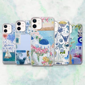 Custodia per telefono Grecia, estate greca di Santorini, per iPhone 16, 15, 14, 13, 12, Samsung S25, S24, S23, A56, A15, Pixel 9A, 9Pro XL, 8A, 8Pro