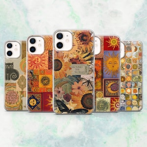Hippie Phone Case Boho Sun Vintage Cover for iPhone 16, 15, 14, 13, 12 Samsung S25, S24, S23, A56, A15 Pixel 9A, 9Pro XL, 8A, 8Pro
