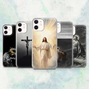 Jesus Phone Case Christian Cross Cover for iPhone 16, 15, 14, 13, 12 Samsung S25, S24, S23, A56, A15 Pixel 9A, 9Pro XL, 8A, 8Pro