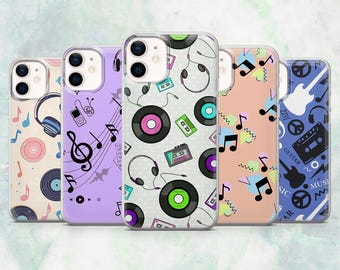Music Phone Case Vinyl Record Retro Cassette Cover for iPhone 17, 16, 15, 14, 13, 12 Samsung S26, S25, A17, A56, Pixel 10Pro XL, 9A 8