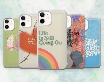 Quote Phone Case Mental Health Self Care Cover for iPhone 16, 15, 14, 13, 12 Samsung S25, S24, S23, A56, A15 Pixel 9A, 9Pro XL, 8A, 8Pro