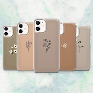Custodia per telefono marrone, cover beige minimalista per iPhone 16, 15, 14, 13, 12, Samsung S25, S24, S23, A56, A15, Pixel 9A, 9Pro XL, 8A, 8Pro