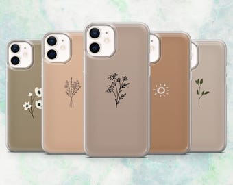 Brown Phone Case Minimalist Beige Cover for iPhone 16, 15, 14, 13, 12 Samsung S25, S24, S23, A56, A15 Pixel 9A, 9Pro XL, 8A, 8Pro