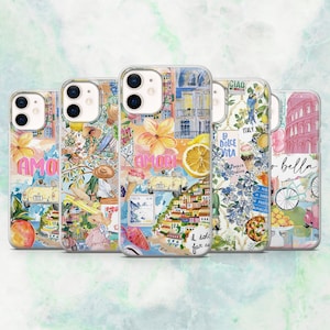 Italië telefoonhoesje Italiaanse zomer Amalfikust Cover voor iPhone 16, 15, 14, 13, 12 Samsung S25, S24, S23, A56, A15 Pixel 9A, 9Pro XL, 8A, 8Pro