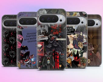 Mothman Phone Case Cryptid Goth Cover for iPhone 17, 16, 15, 14, 13, 12 Samsung S25, S24, A16, A56 Pixel 10Pro XL, 9A, 8A, 7A