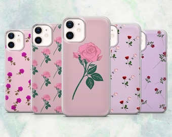 Rose Phone Case Floral Romantic Pink Cover for iPhone 17, 16, 15, 14, 13, 12 Samsung S26, S25, A17, A56, Pixel 10Pro XL, 9A 8