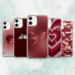 Coque de portable bordeaux pour iPhone 16, 15, 14, 13, 12 Samsung S25, S24, S23, A56, A15 Pixel 9A, 9Pro XL, 8A, 8Pro