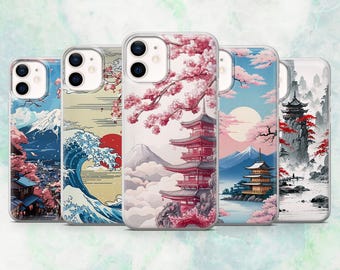 Anime Handyhülle Sakura Japan Cover für iPhone 16E, 15, 14, 13, 12 Samsung S25, S24, S23, A56, A15 Pixel 9A, 9Pro XL, 8A, 8Pro, 7A, 6A