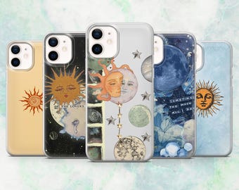 Sun Moon Phone Case Sun Tarot Moon Cover for iPhone 16, 15, 14, 13, 12 Samsung S25, S24, S23, A56, A15 Pixel 9A, 9Pro XL, 8A, 8Pro