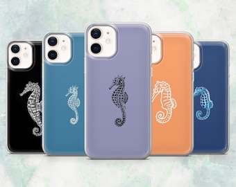 Seahorse Phone Case Ocean Coastal Minimalist Cover for iPhone 17, 16, 15, 14, 13, 12 Samsung S26, S25, A17, A56, Pixel 10Pro XL, 9A 8