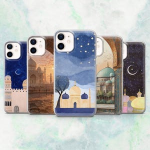 Islamic Phone Case Mosque Arabic Muslim Cover for iPhone 16, 15, 14, 13, 12 Samsung S25, S24, S23, A56, A15 Pixel 9A, 9Pro XL, 8A, 8Pro