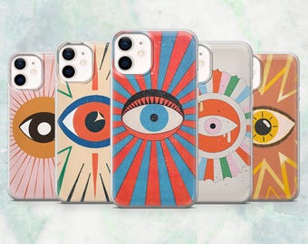 Evil Eye Phone Case Mystical Retro Boho Cover for iPhone 17, 16, 15, 14, 13, 12 Samsung S26, S25, A17, A56, Pixel 10Pro XL, 9A 8