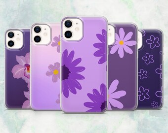 Purple Flower Phone Case Daisy Floral Violet Cover for iPhone 17, 16, 15, 14, 13, 12 Samsung S26, S25, A17, A56, Pixel 10Pro XL, 9A 8