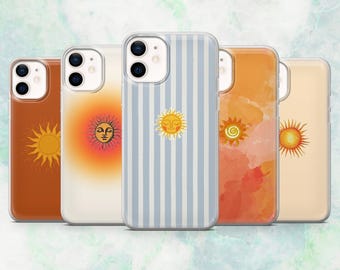 Cute Sun Phone Case Boho Sun Spiritual Cover for iPhone 16, 15, 14, 13, 12 Samsung S25, S24, S23, A56, A15 Pixel 9A, 9Pro XL, 8A, 8Pro