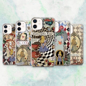 Funda de teléfono de Alicia en el País de las Maravillas con diseño de cuento de hadas para iPhone 16, 15, 14, 13, 12, Samsung S25, S24, S23, A56, A15, Pixel 9A, 9Pro XL, 8A, 8Pro