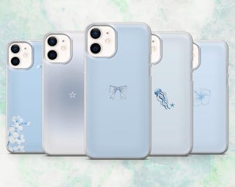 Baby Blue Phone Case Light Blue Minimal Cover for iPhone 16, 15, 14, 13, 12 Samsung S25, S24, S23, A56, A15 Pixel 9A, 9Pro XL, 8A, 8Pro