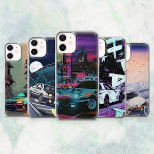 JDM Phone Case Drift Racing Retro Cover for iPhone 17, 16, 15, 14, 13, 12 Samsung S26, S25, A17, A56, Pixel 10Pro XL, 9A 8