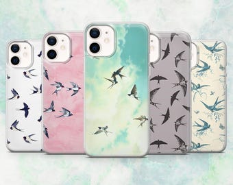 Bird Phone Case – Swallow Flying Birds Cover | iPhone 16, 15, 14, 13, 12, 11 | Samsung S25, S24, A16, A56 | Pixel 9A, 8A, 7A