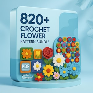Más de 820 patrones de flores de crochet: Diseños de ramos amigurumi (Descarga digital)