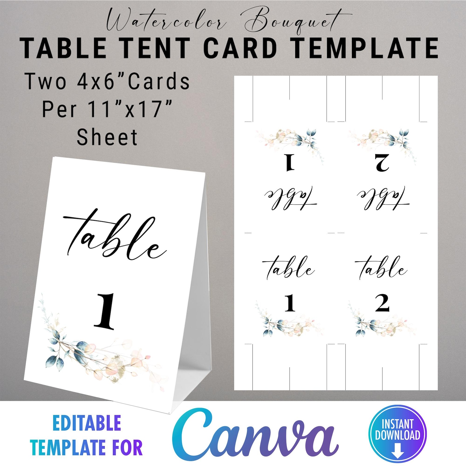 Editable Table Tent Template: Canva Printable for Events (4x6" Table ...