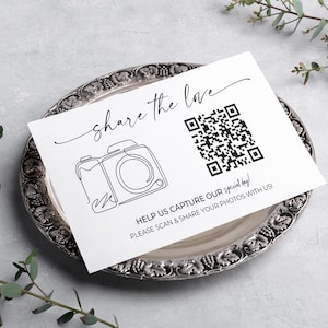 Wedding Photo Share QR Code Card: Minimalist Template (Digital Download 3.5x2&quot;)